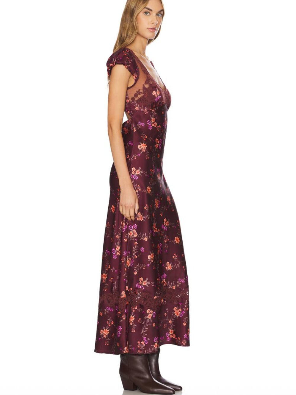 Free People Butterfly Babe Midi Dress - Burgundy - Size Small - Picture 6 of 6